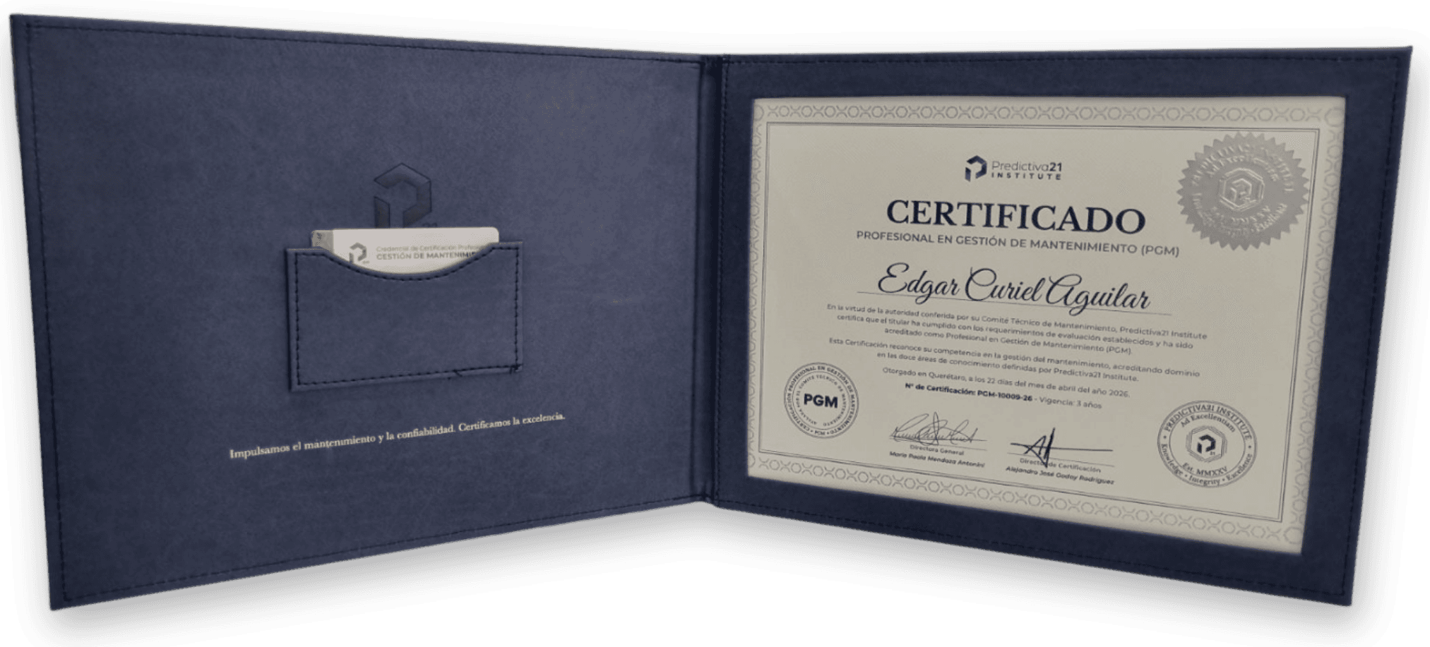 Certificado físico con credencial impresa